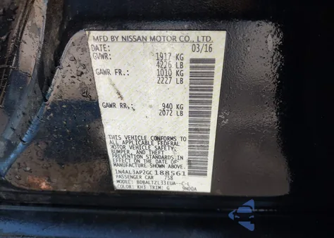 2016 Nissan Altima 2.5 Sl from USA, damaged, VIN 1N4AL3AP2GC188561